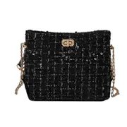 Fashion Women Woolen Bucket Bag Portable Sequin Chain Female Shoulder Messenger Handbag Satchel Pouch