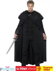 Mens Dark Barbarian Jon Snow Game of Thrones Cloak Cape Medieval Costume