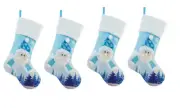 4 pck lot Christmas Stocking Frosty the snow man 18" Blue White