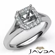 Asscher Diamond Engagement Split Shank Semi Mount Halo Pave Setting Ring 0.20Ct