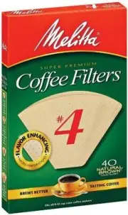 Melitta Super Premium #4 Cone Paper Coffee Filters Natural Brown, 40 Count