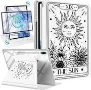 [Kidcube] for Samsung Galaxy Tab S9 Plus/S9 FE Plus Case 12.4 InchWomen Girls Folio Cover with Pencil Holder Cute Sun Design Girly Fashion Rotating Stand Tablet Case for Tab S9 FE+/S9+ 2023