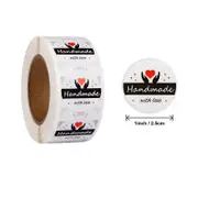 2.5cm Handmade With Love Two Hands Holding Red Heart Stickers 50pk