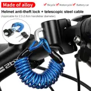 Bicycle Scooter Helmet Lock Anti-theft Lock with Coil Key for 22-28mm Handlebar