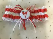 Sydney Swans AFL licenced tag on AU Made brides Wedding Garter, Plus Sizes