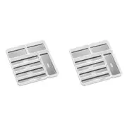 2x Madesmart Large 7-Compartment Cutlery Tray Kitchen Organiser Square White