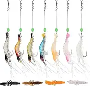 11PCS Luminous Shrimp Lure Set, GeeRic 7cm Lifelike Fishing Soft Silicone Lures Kit Lures Fishing Bait with Hooks Beads Sequin Fishing Tackles for Freshwater Saltwater Bass Trout Catfish Salmon
