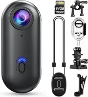 Nexshots Camera, Nexshot Wearable Necklace 4K Thumb Action Camera with Spring Clip, Mini Body Camera, Helmet Cam for POV Recording, Portable Vlogging, Cycling, Motorcycle, Travel(64GB)
