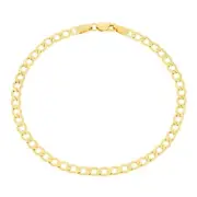 10K Yellow Gold 3.5mm Mens Cuban Link Curb Chain Bracelet Lobster Clasp 8"