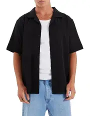 [Nomadic Paradise] Hali Cropped Resort Shirt in Black