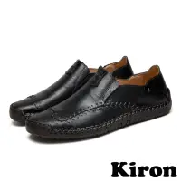 在飛比找momo購物網優惠-【Kiron】平底樂福鞋 樂福鞋/復古縫線拼接時尚休閒樂福鞋