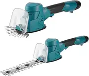 Cordless Grass Shear & Hedge Trimmer, 2 in 1 Cordless Electric Hedge Trimmer Built in Lithium Ion Battery, Topiary Shears, Hand Held Trimmer ​for Shrub, Garden, Grass or Lawn Cultivation