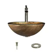 MR Direct Glass Vessel Sink in Golden Bronze Foil Undertone with 731 Faucet