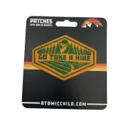 Atomic Child Patches Go Take A Hike Orange & Green Iron On - Sew On NEW