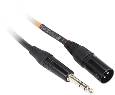 Rockville RCXMB6O 6' Male REAN XLR to 1/4'' TRS Cable Orange 100% Copper
