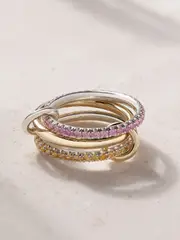 [Spinelli Kilcollin] Spinelli Kilcollin - Celeste Set Of Three 18-karat Gold And Sterling Silver Sapphire Rings - 6 6 Gold