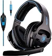 Sades SA-810 3.5mm Stereo Sound PC Gaming Headsets, Over Ear Gaming Headphones with Noise Isolation Microphone for PS4 / Xbox One/Computer/Phones