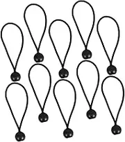 TOGEVAL 10pcs Black Ball Bungee Cords Elastic Tie Down Straps for Tarp Canopy Tent Stretch Rope for Camping Hiking Everyday Use Easy Fastening