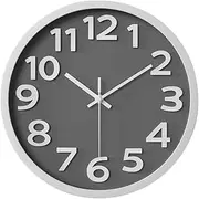 Wall Clock, Modern Wall Clocks Battery Operated 12 Inch, Silent Non-Ticking Analog Classic for Office, Home, Bathroom, Kitchen, Bedroom, School(Grey)