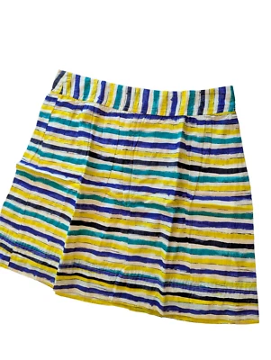 Loft Womens Mini Skirt Multicolor Size 2 Striped Woven Lined Pull On NWT