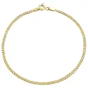 14K Yellow Gold 2mm Solid Plain Curb Cuban Link Anklet / Bracelet 7 - 10 Inches