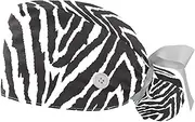 [WOSHJIUK] Working Hat 2 Pack Scrub Caps for Women,Black White Zebra Print,Tie Back Cap Adjustable Scrub Hat