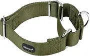 Mikivery Martingale Dog Collar Nylon Adjustable and Safety Training Colourful Comfortable Metal Buckle Pet Collars for Small Medium and Large Dogs(Military Green,L)
