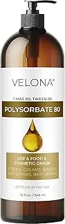 Velona 100% POLYSORBATE 80 by | Solubilizer, Food & Cosmetic Grade | All Natural for Cooking, Skin Care and Bath Bombs| Size: 32 oz