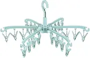 FUYGRCJ Sock Drying Rack 24 Clips Plastic Laundry Clothes Hanger Rotatable Hanger Sock Dryer Foldable Portable Clothes Drying Rack Folding Sock Hanger for Socks Underwear Baby Clothes (Green)