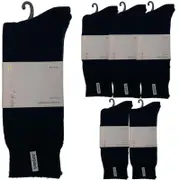 6 Pairs Bamboo Socks Men's Heavy Duty Thick Work Socks - Navy Blue 11-14