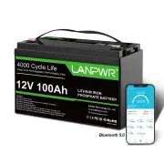 [EU Direct] LANPWR 12V 100Ah LifePO4 Bluetooth Battery Pack 1280Wh Superior Deep Cycle Lithium Iron Phosphate Battery fo