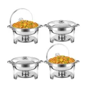 Chafing Dish Buffet Set 5 QT 4 Packs Stainless Steel Buffet Servers and Warme...