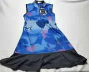 NWT Callaway Women's Blue Sea Star Golf Dress Abstract Gradient Print Size Small