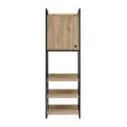 Jesse Tall Display 3-Shelves Cupboard StorageCabinet 1-Door Natural/Black