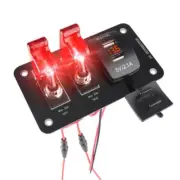 2-Gang Rocker Switch Panel Breaker Dual USB 3.1A Charger Fit For Car Marine Boat (for: Renault)