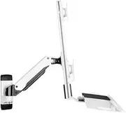 Adjustable Arm Desk Mount Wall Mounted Single Arm Dual Monitor Bracket for Screen 15-27 Inches with Keyboard and Mouse Tray Monitor Arm Desk Mount