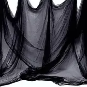 Whaline Halloween Black Creepy Cloth 500 x 87 inch Spooky Gauze Cloth Halloween Decoration for Haunted Houses Party Supplies