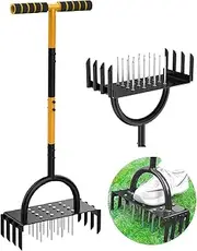 Lawn Aerator Spikes Aerating Tool, with 16 Soil Spikes and 8 Corer Plug, & Cleaning Hand Tool, for Yard, Lawn Aeration, Revives Lawn Health The Aerator