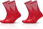 [SOCKSVILLE] 2 Pairs Adults Sports Grip Socks Football | Unisex Cushioned Non Slip Socks With Arch Compression | Breathable, Quick Drying | Indoor & Outdoor, Sports Athletic, Yoga, Everyday | Size 6-8, 9-11,12-14