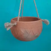 Hanging Terra Cotta Pot Ceramic Clay Unglazed/Carbon Scored Studio Art Pottery