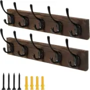 Coat Rack Wall Mount 2 Pack Hat Rack with 10 Wall Hooks Coat Hooks, Wall Coat Ra