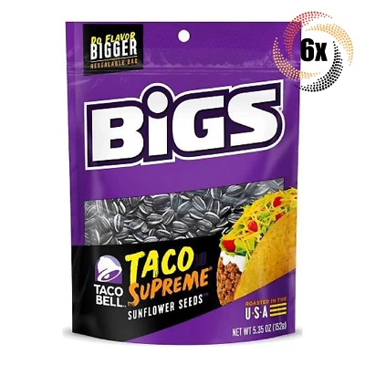 Full Box 6x Bags Bigs Taco Bell Taco Supreme Sunflower Seeds Bags | 5.35oz