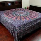 Cotton Floral Peacock Bed sheet Blue Red Bedspread Queen King, Pillow Sham