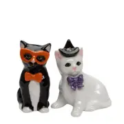 Cosmos Halloween Black & White Cat Salt And Pepper