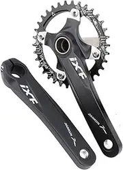Bike Crankset, Mountain Bike Crankset 170mm Hollow Integrated Crank Arm Set 32T 34T 36T 38T Single Round Chainring Aluminum Alloy 104BCD MTB Crankset Narrow Wide Tooth