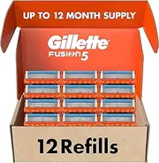 Gillette Fusion5 Manual Mens Razor Blade Refills, 12 Count, Lubrastrip for a More Comfortable Shave