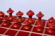 MUSLIM (ISLAMIC) CHESS SET, HAND PAINTED w/ HAND STITCHED ASHTAPADA K=2½" (M01)