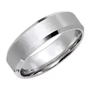 18K SOLID WHITE GOLD BEVELED EDGE MENS WEDDING BANDS RINGS 6MM