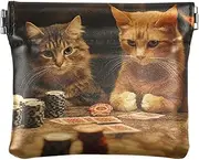 [YXYZRMY] Cats Play Poker Table PU Leather Squeeze Coin Purse, Coin Pouch Change Holder for Women Men, Mini Portable Cosmetic Bags for Women, Multi-colored, one size, Multi-style, Multi-colored, one