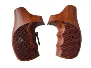 Checker Wood Decorative Grips for S&W N FRAME ROUND BUTT ; closed back grips